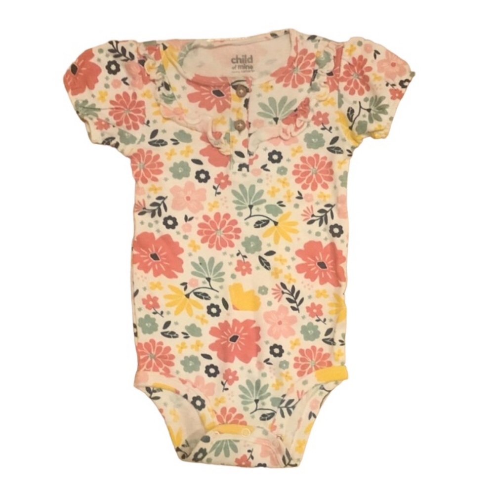 Child of Mine by Carter’s floral shortsleeve onesie with delicate ruffle, 18M
